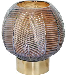 8 Inch Brown and Gold Chevron Patterned Glass Vase-1