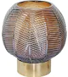 8 Inch Brown and Gold Chevron Patterned Glass Vase