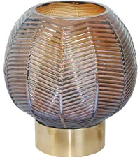 8 Inch Brown and Gold Chevron Patterned Glass Vase