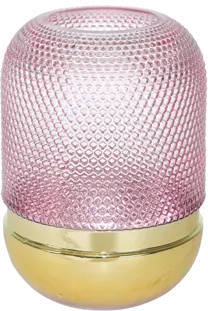 11 Inch Pink and Gold Dotted Glass Vase-1