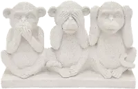 Off White Ceramic Monkey Sculpture on Base