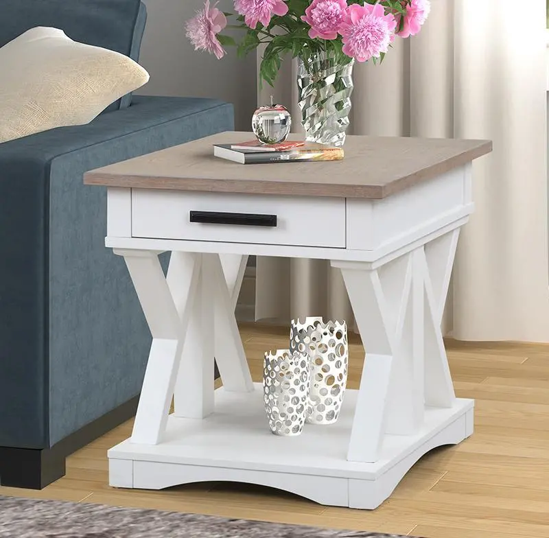 Amy Cotton White End Table-2
