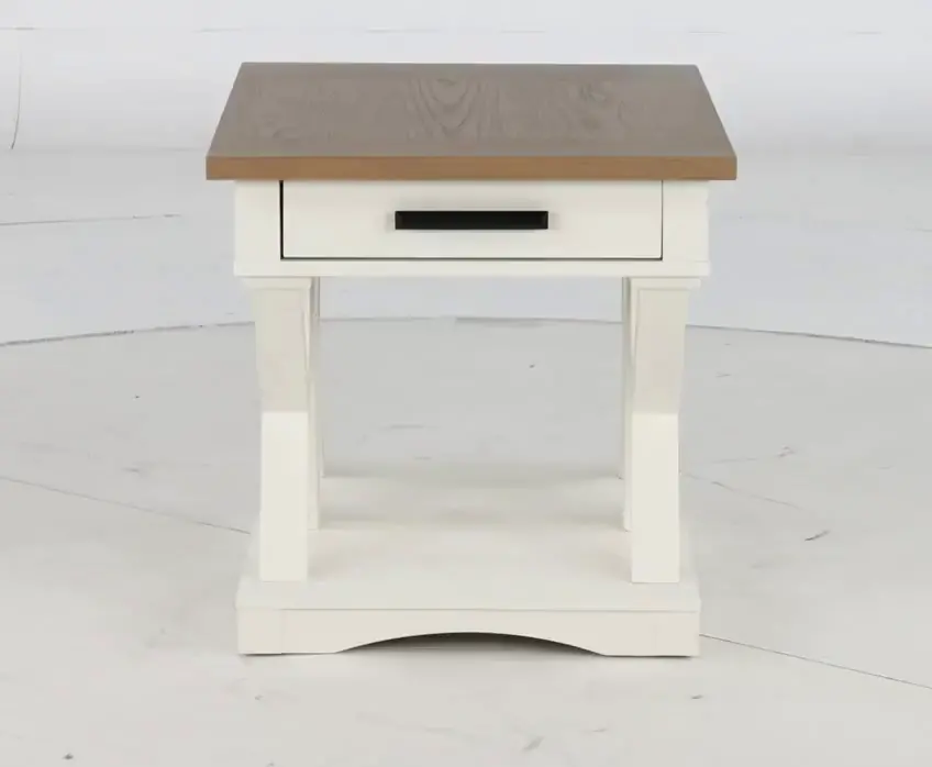 Amy Cotton White End Table-9
