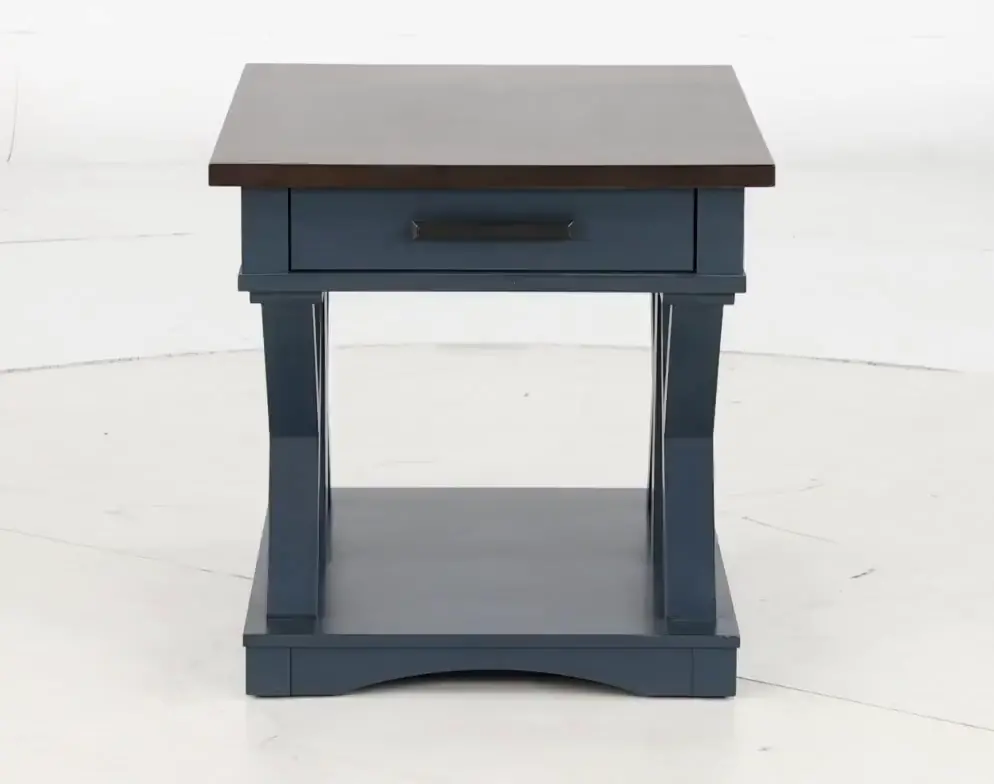 Amy Denim Blue End Table with Drawer-10