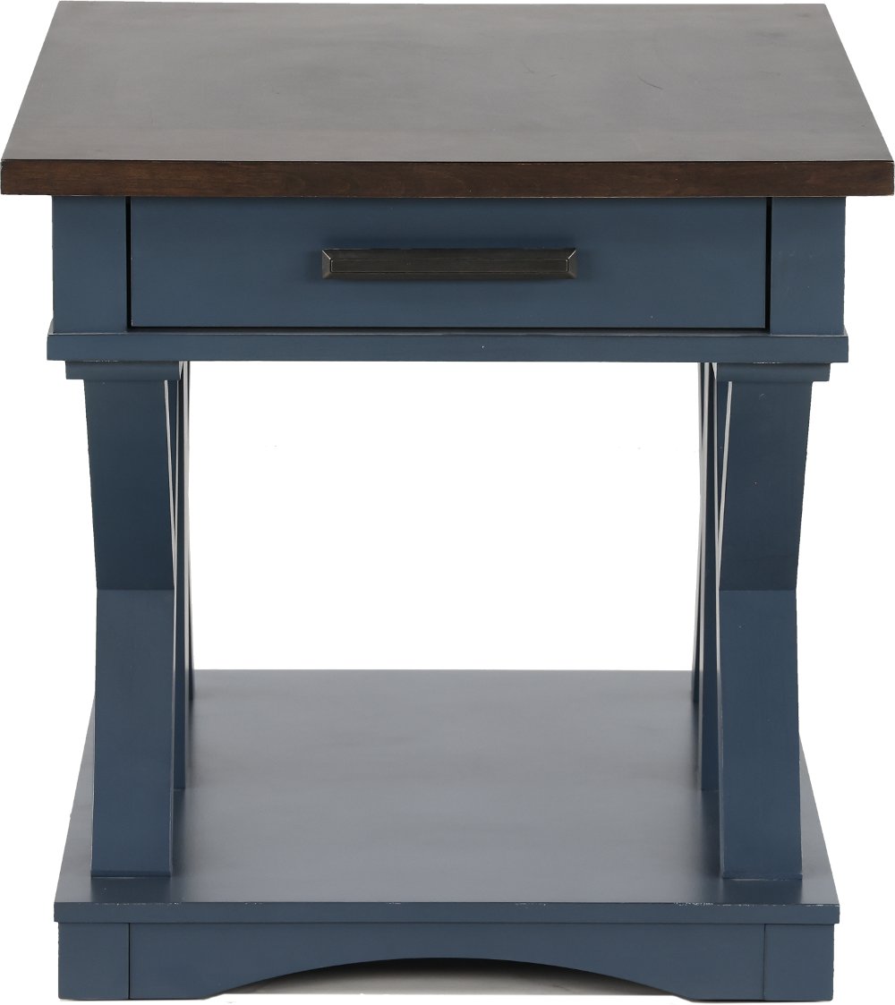 Amy Denim Blue End Table with Drawer