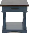 Amy Denim Blue End Table with Drawer