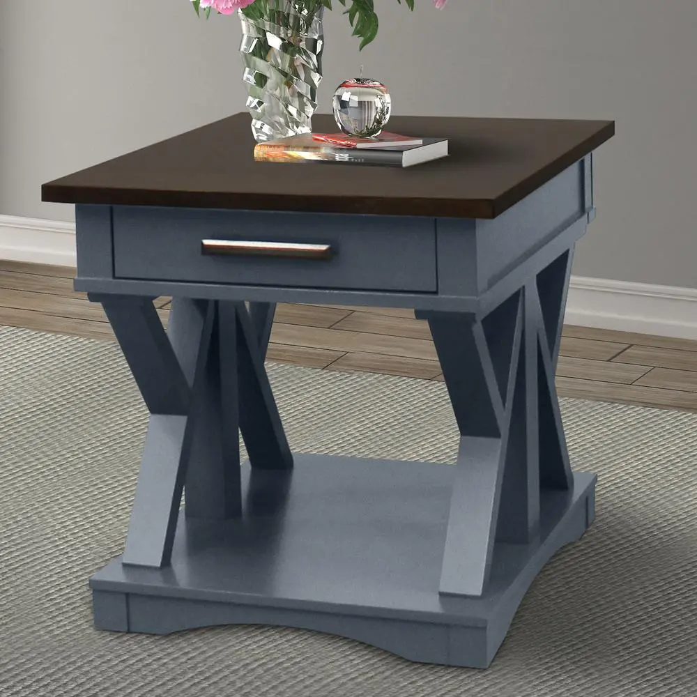 Amy Denim Blue End Table with Drawer-2