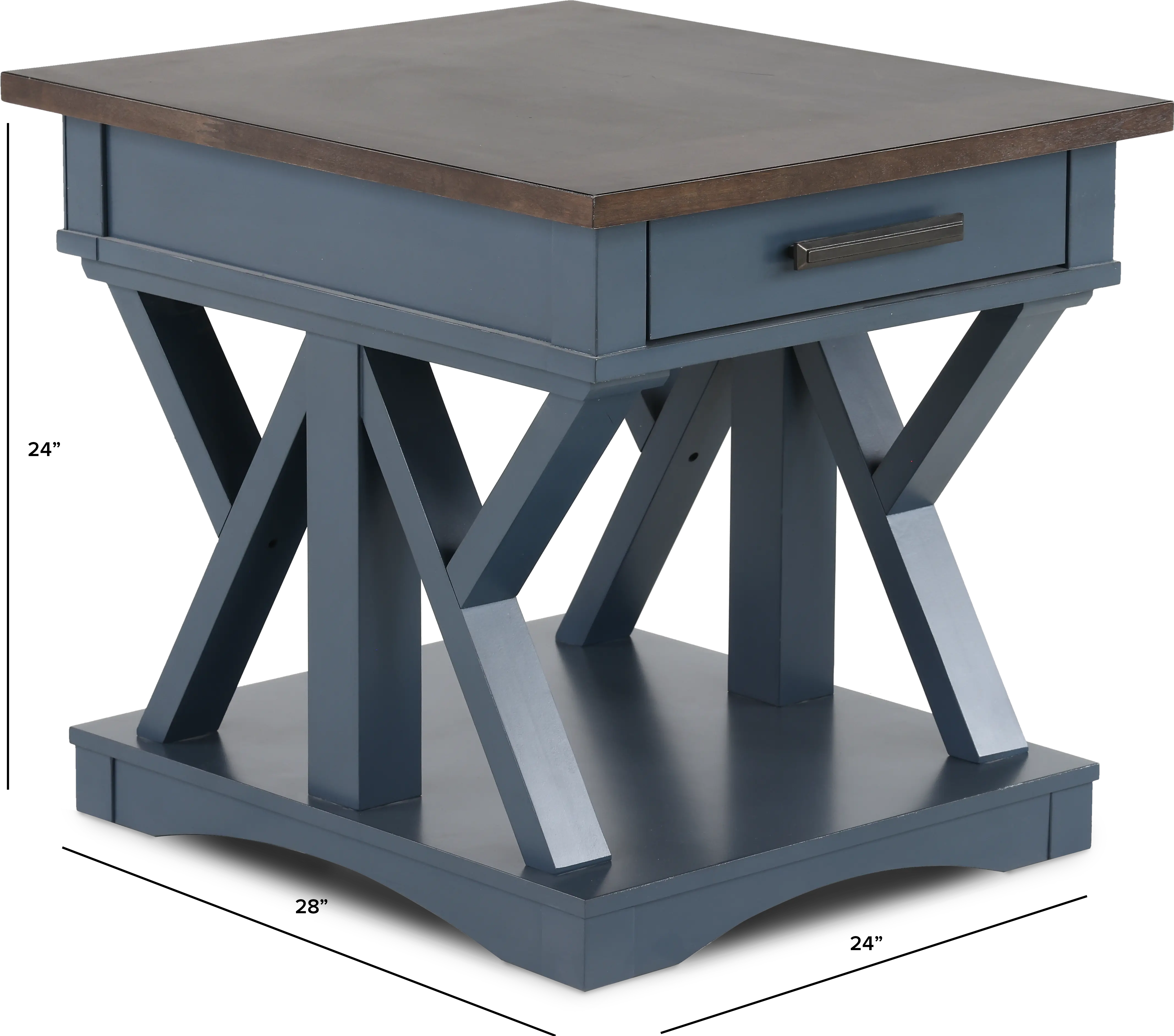 Amy Denim Blue End Table with Drawer-3