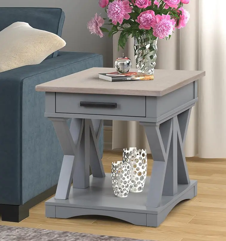 Amy Dove Gray End Table with Drawer-2