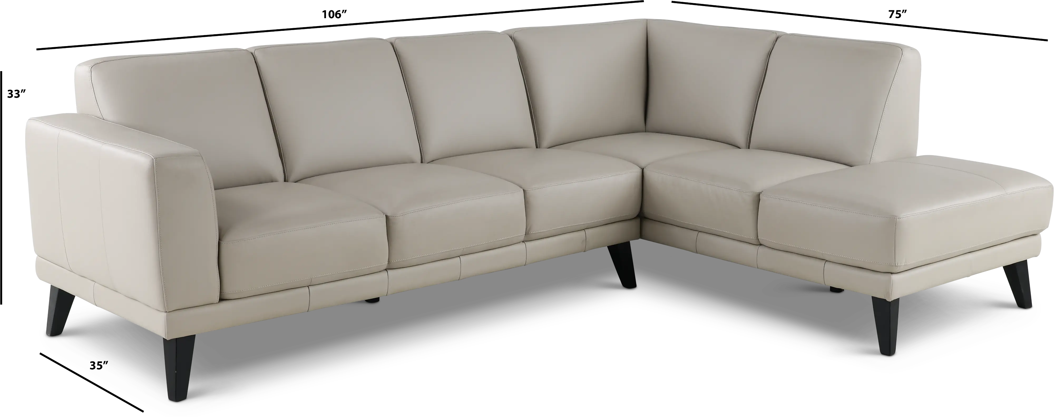 Altamura Mist Gray Leather 2 Piece Sectional-3