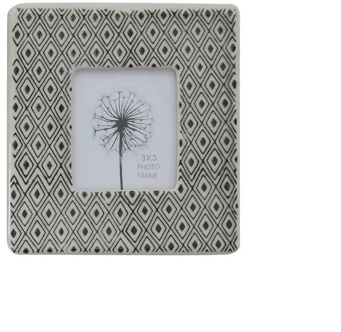 AH0225/STONEFRAME Cream and Black Stoneware Picture Frame-1