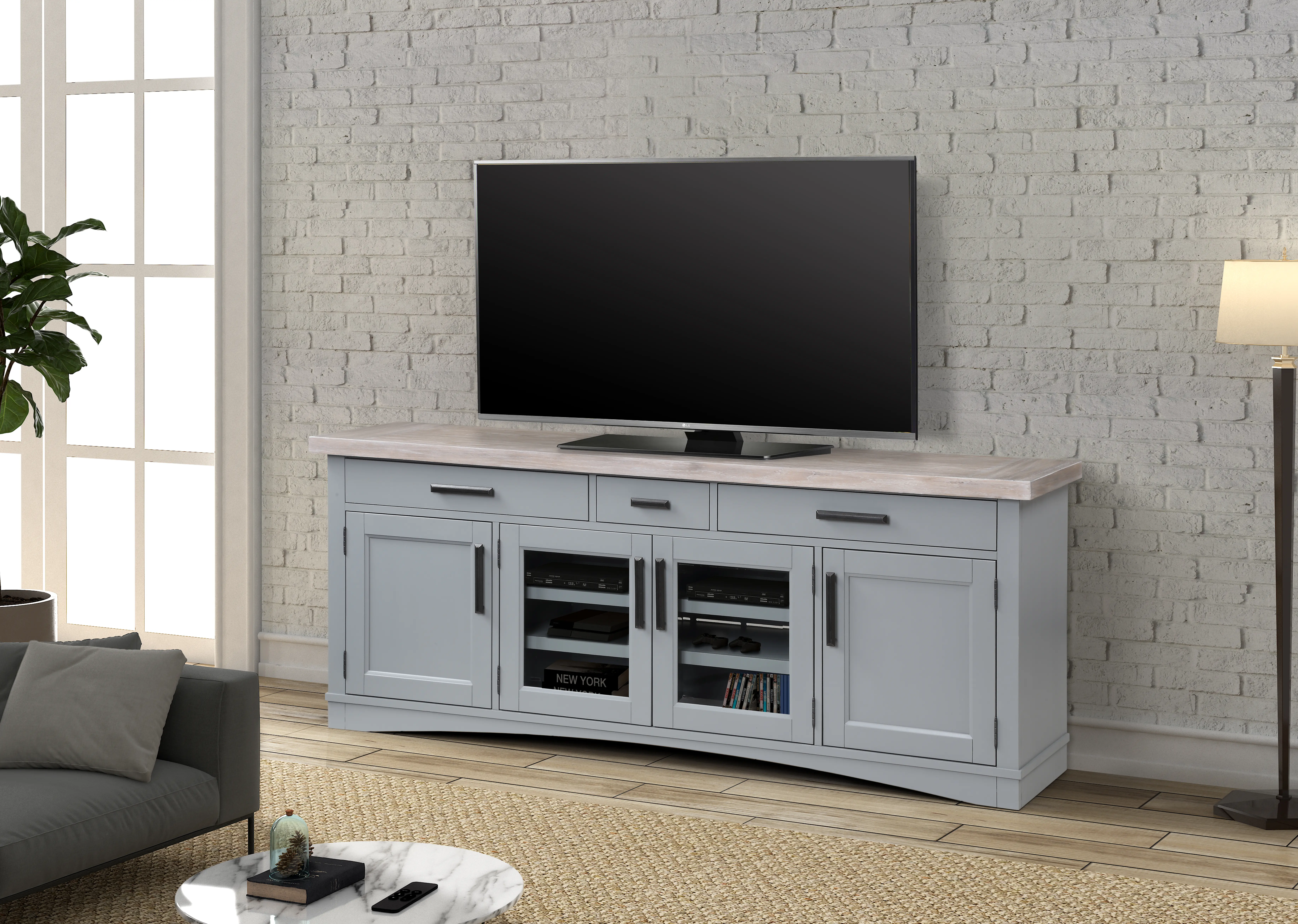 Amy Dove Gray 76  TV Stand-2