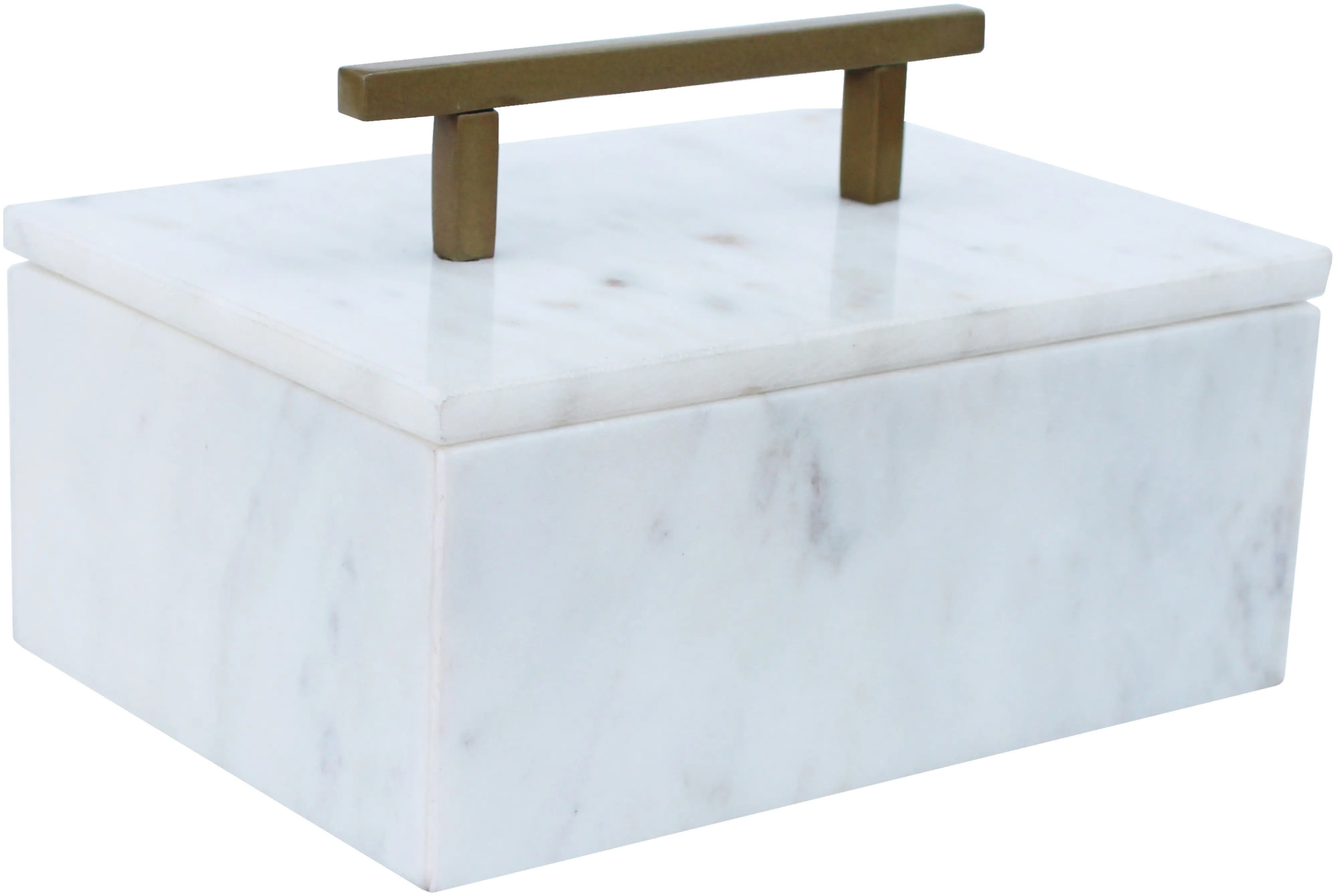 White Faux Marble Box with Handle-1