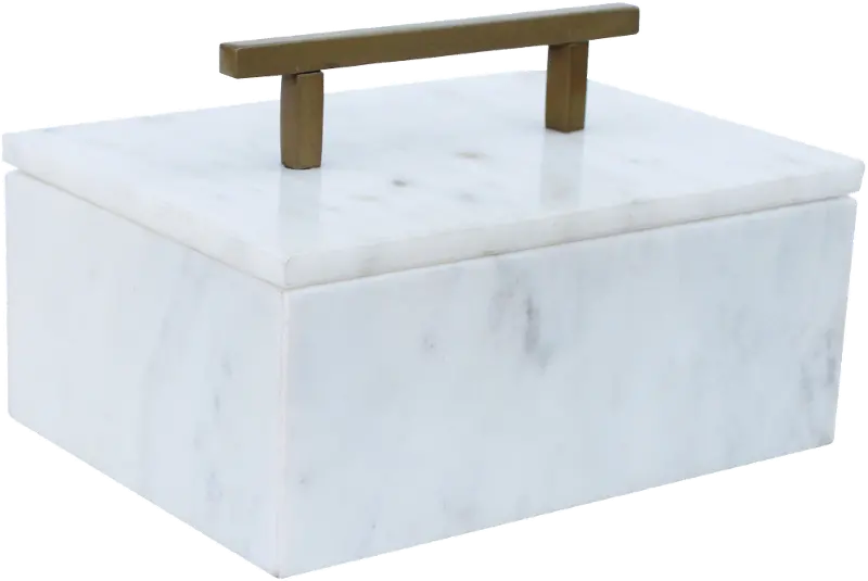 White Faux Marble Box with Handle