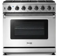 Thor Professional 6 cu ft Gas Range - 36 Inch Stainless Steel