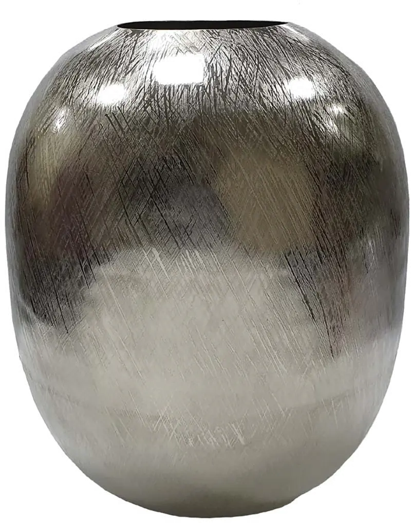 14 Inch Modern Silver Finish Streak Vase