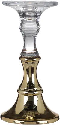 9  Clear and Gold Candle Holder