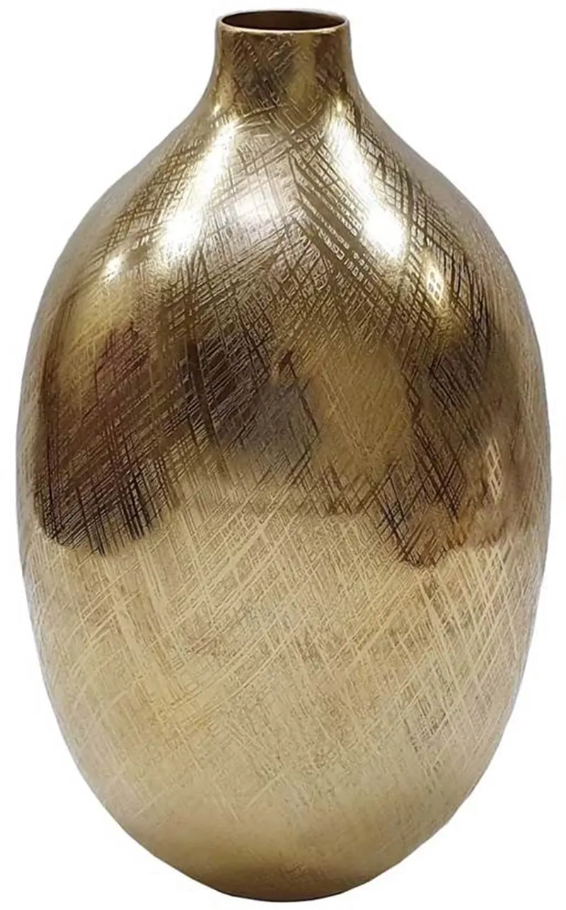 13 Inch Gold Textured Finish Vase