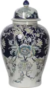 23 Inch Blue and White Floral Urn