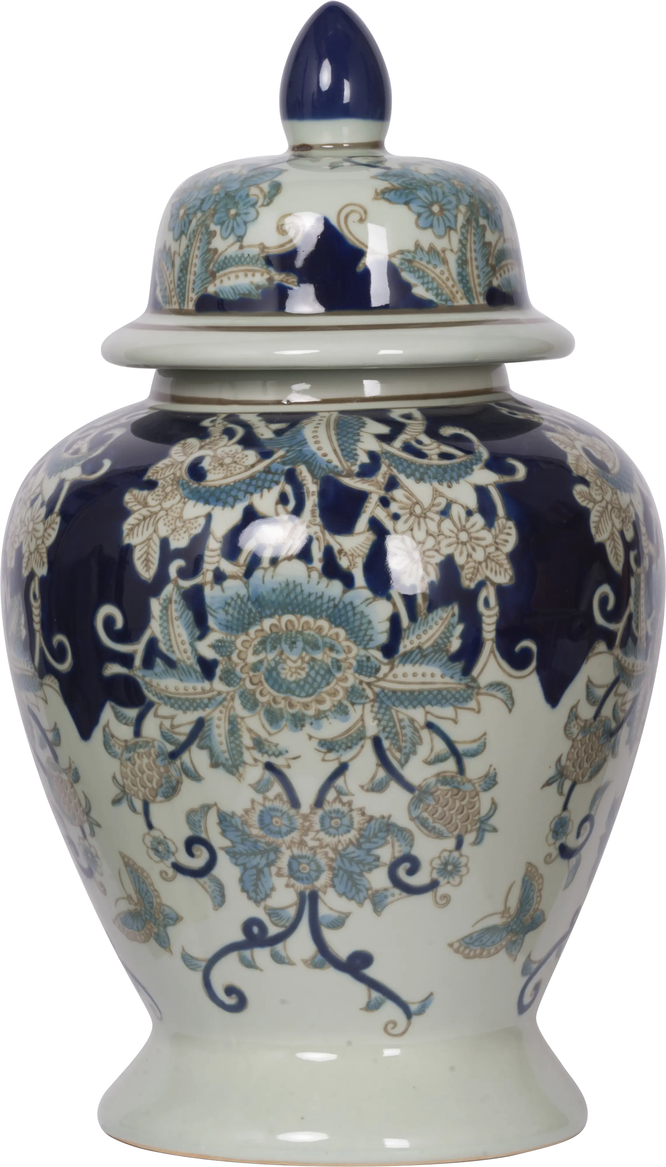 16  Blue and White Floral Urn-1