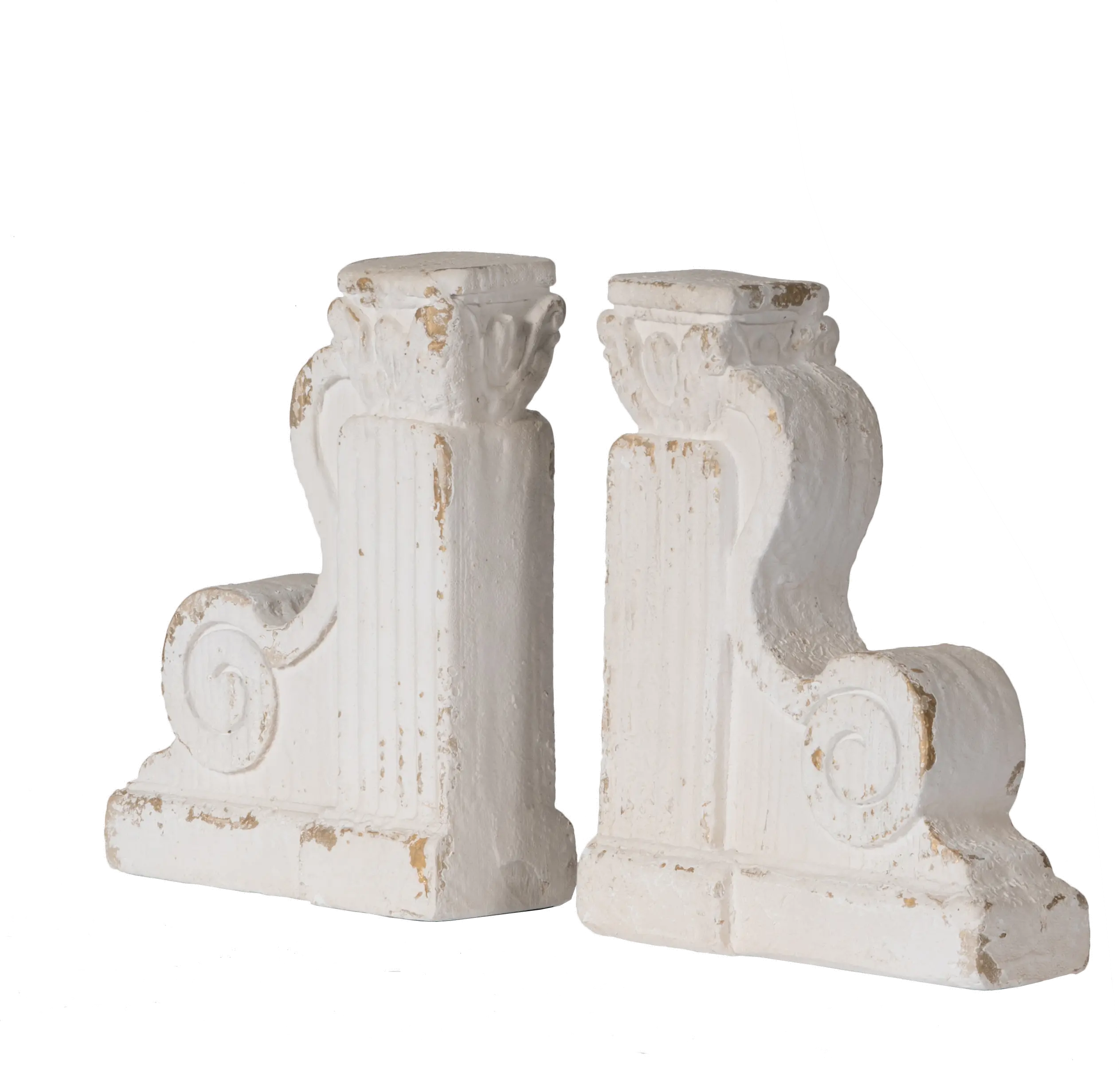 Distressed White Corbel Bookend Pair-1
