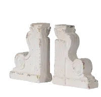 Distressed White Corbel Bookend Pair