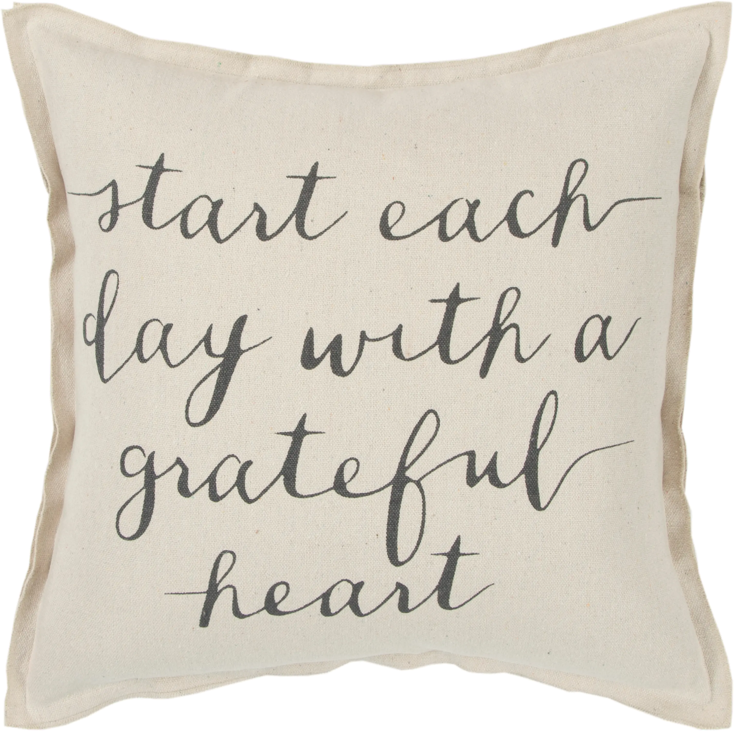 A Grateful Heart Natural Beige Cotton Throw Pillow-1