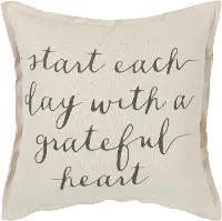 A Grateful Heart Natural Beige Cotton Throw Pillow