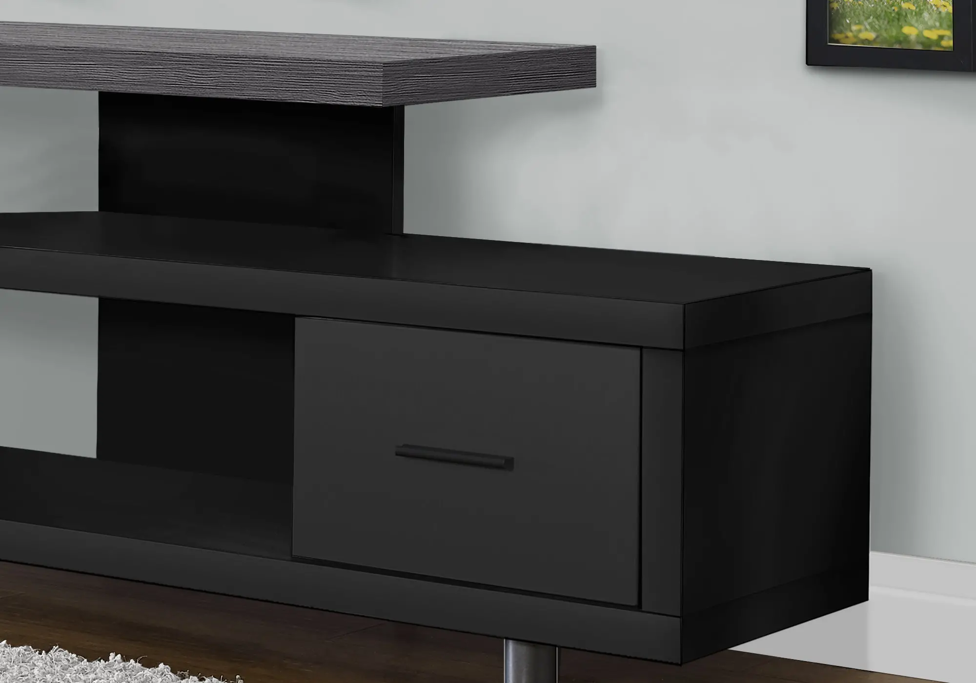 Modern Black and Gray 60 Inch TV Stand-3