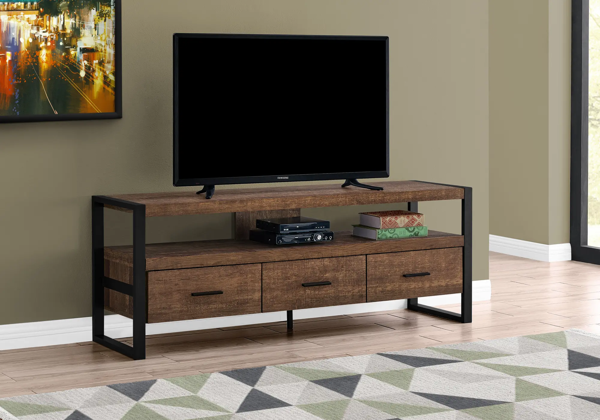 Industrial Brown 3 Drawer TV Stand-2