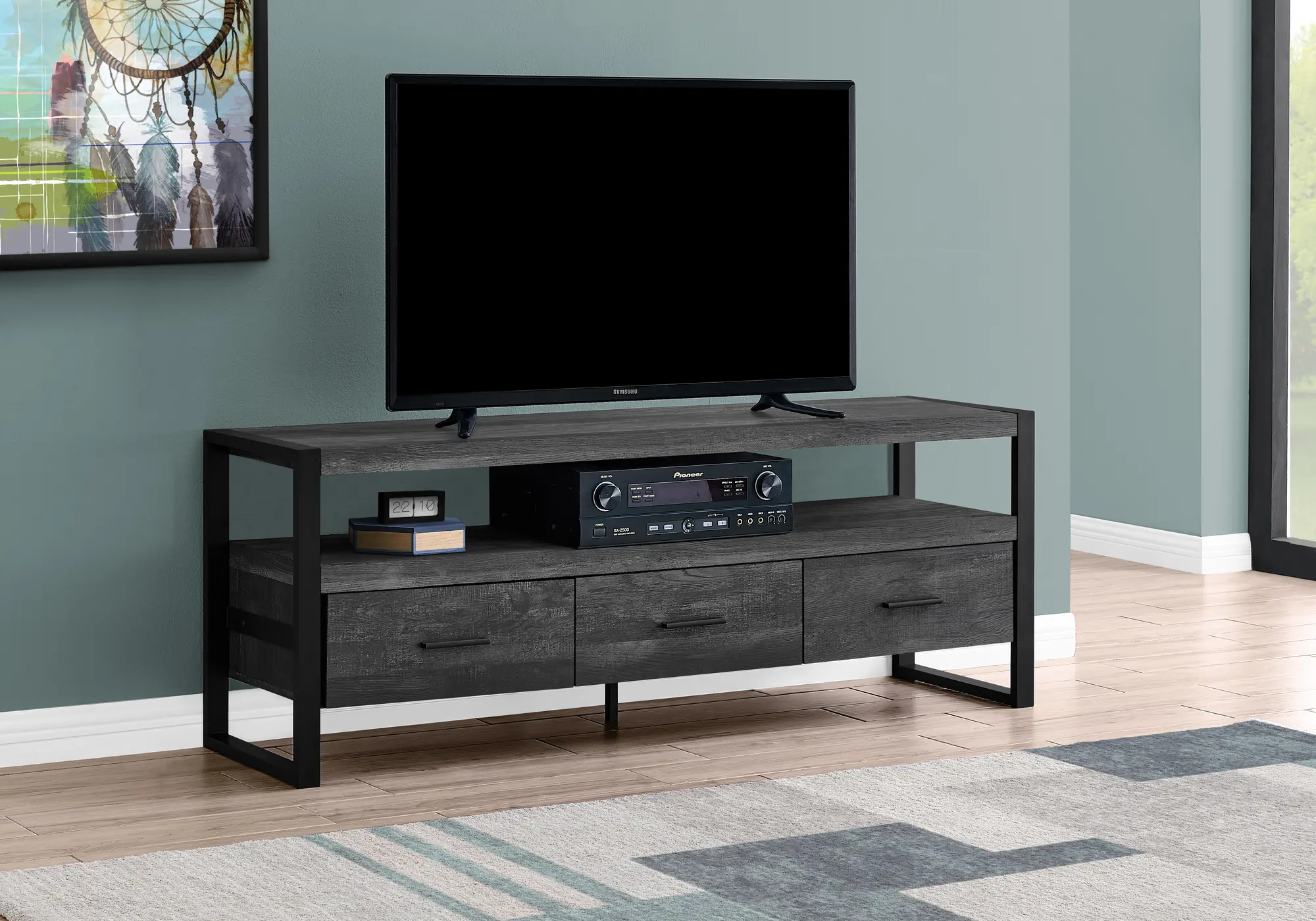Industrial Black 3 Drawer TV Stand-2