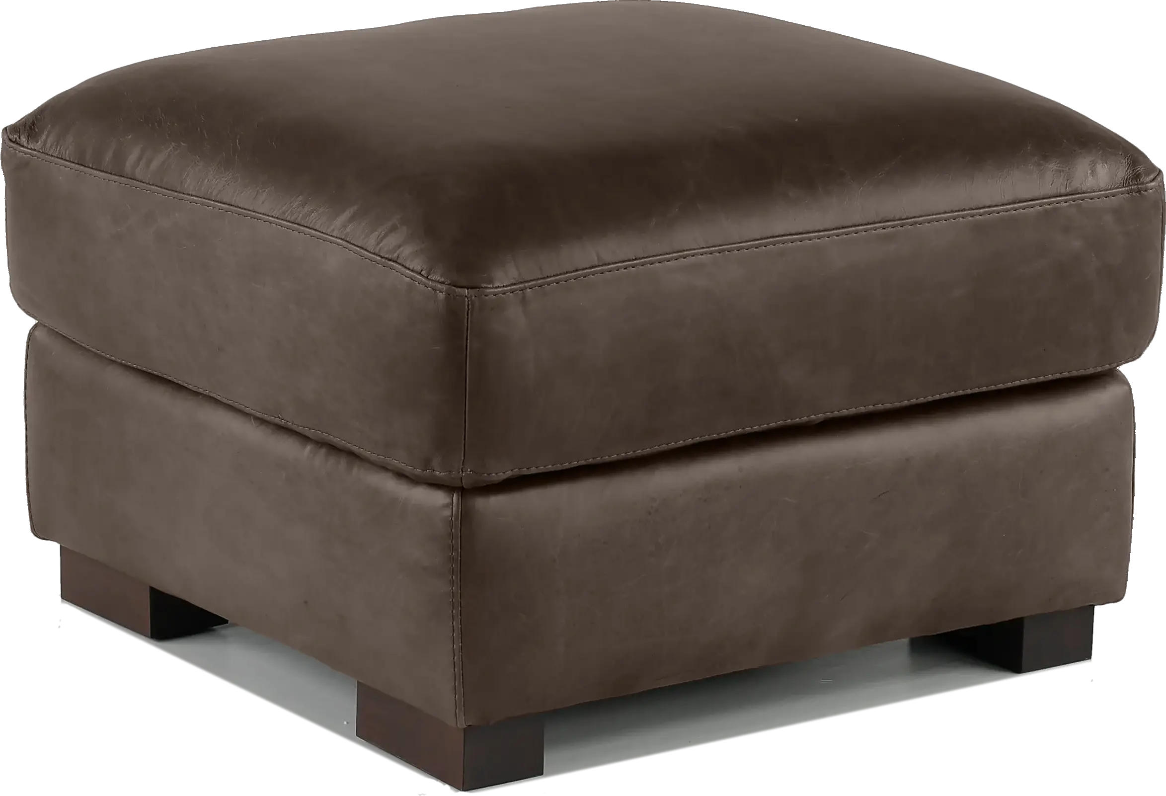 Dakota Brown Leather Ottoman-1