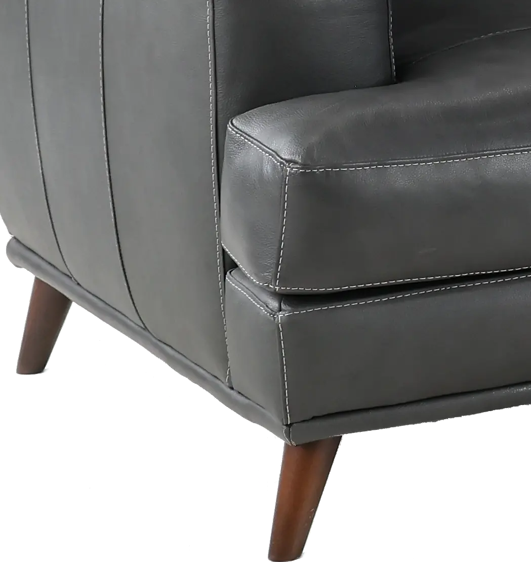 Caruso Gray Leather 2 Piece Sectional-2