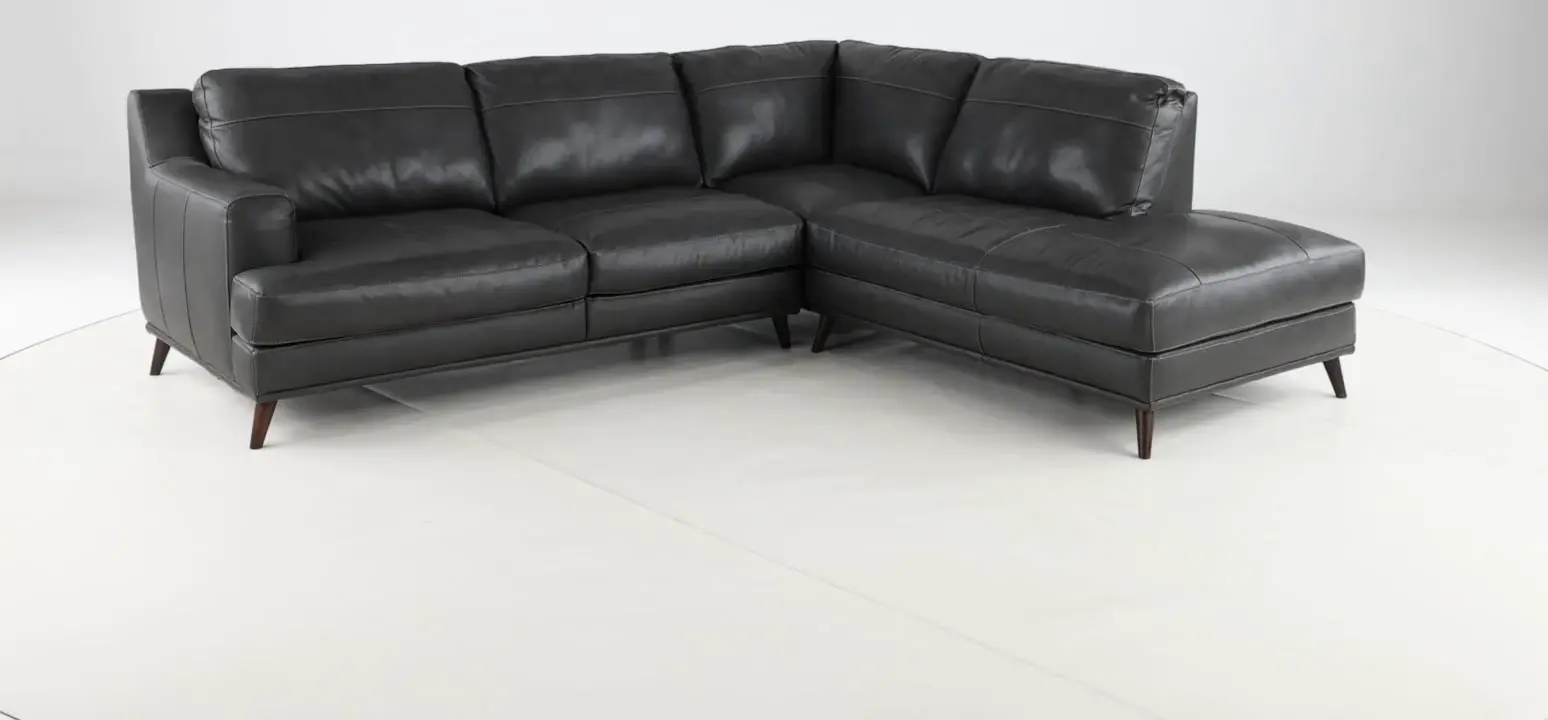 Caruso Gray Leather 2 Piece Sectional-7