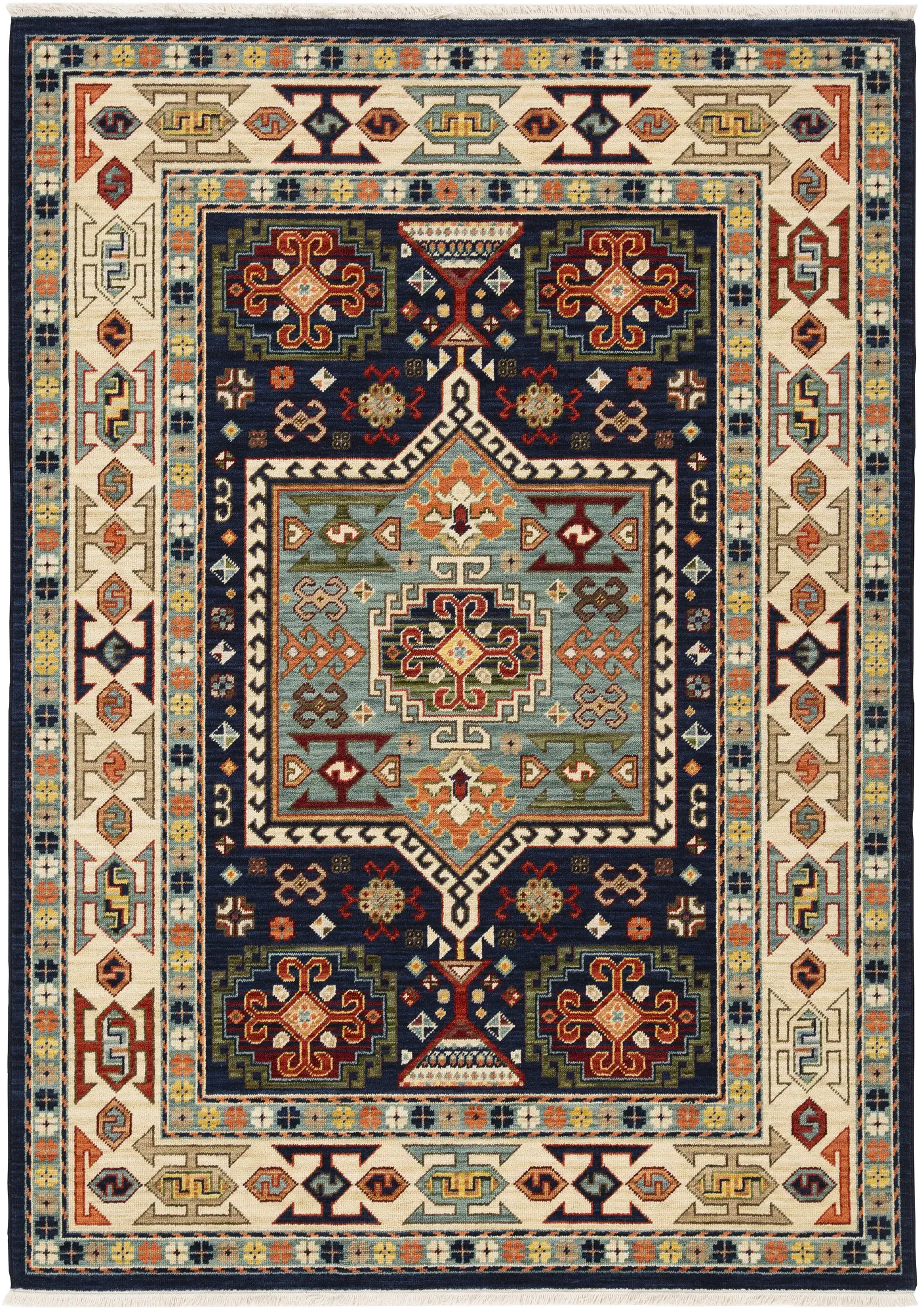 Lilihan 5 x 8 Medium Blue and Ivory Area Rug-1
