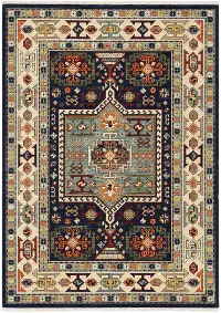 Lilihan 5 x 8 Medium Blue and Ivory Area Rug