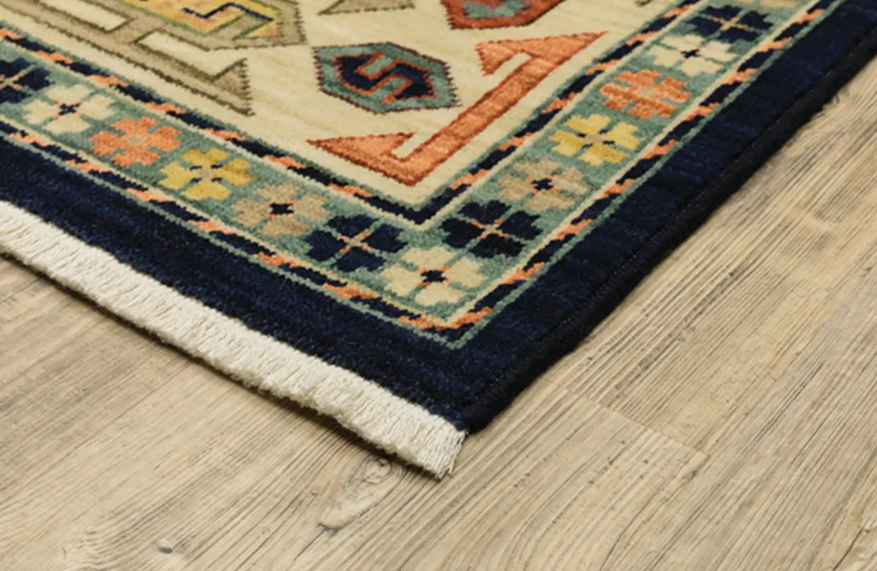 Lilihan 5 x 8 Medium Blue and Ivory Area Rug-2