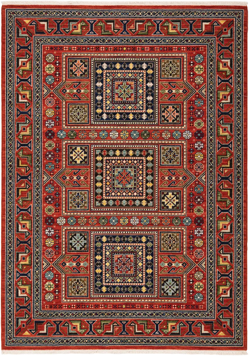 Lilihan 8 x 10 Large Red and Multi Area Rug