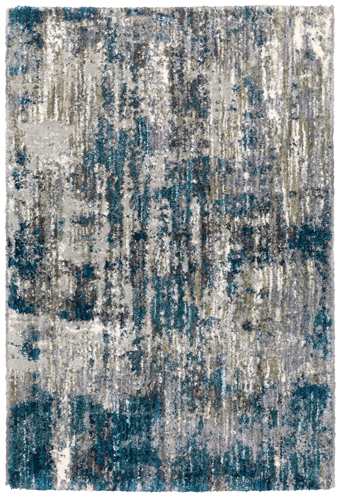Aspen 5 x 8 Abstract Blue and Gray Shag Rug-1