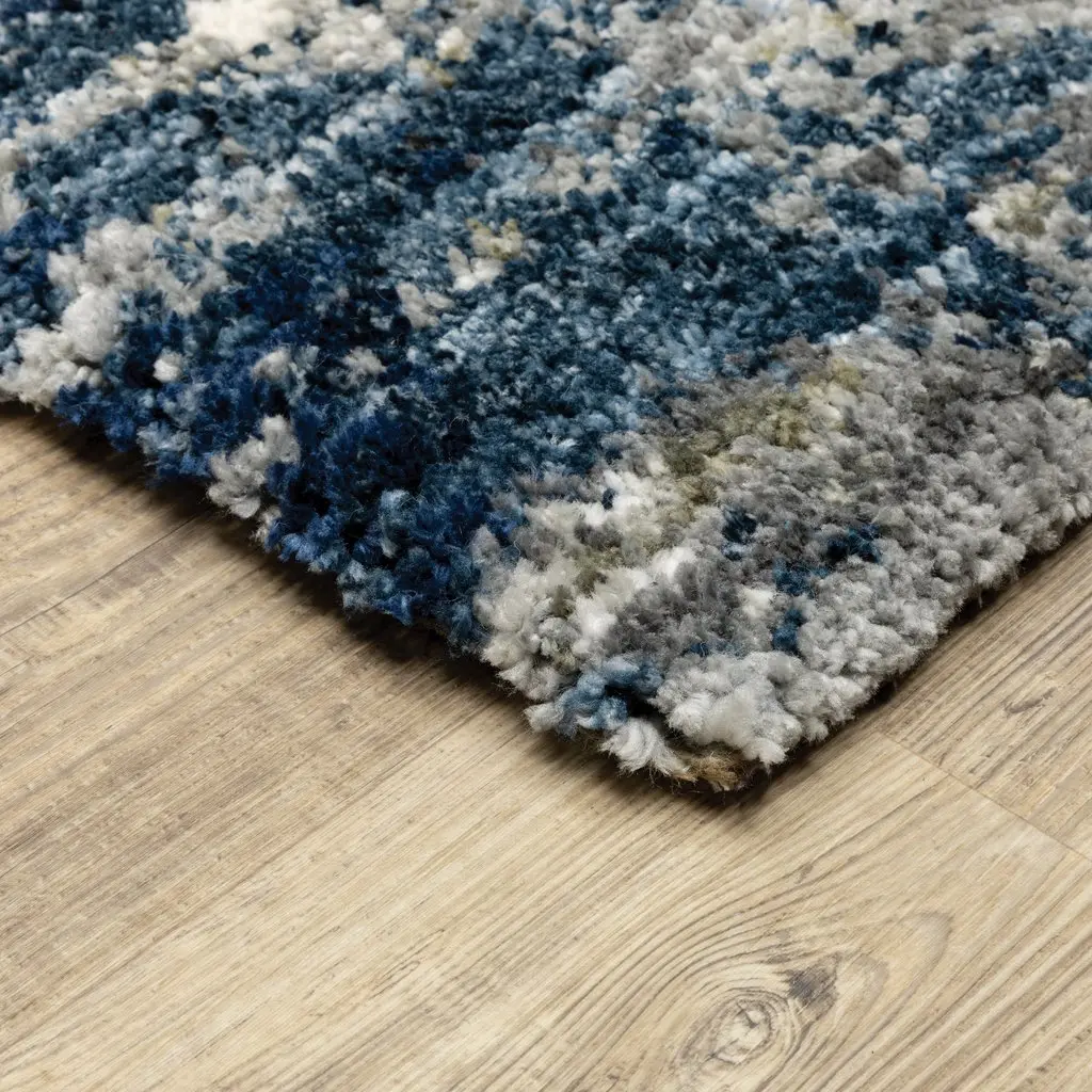 Aspen 5 x 8 Abstract Blue and Gray Shag Rug-2