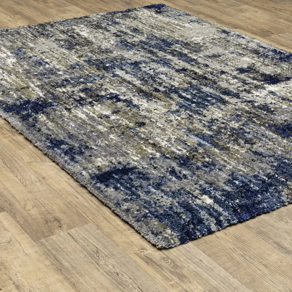 Aspen 5 x 8 Abstract Blue and Gray Shag Rug-3