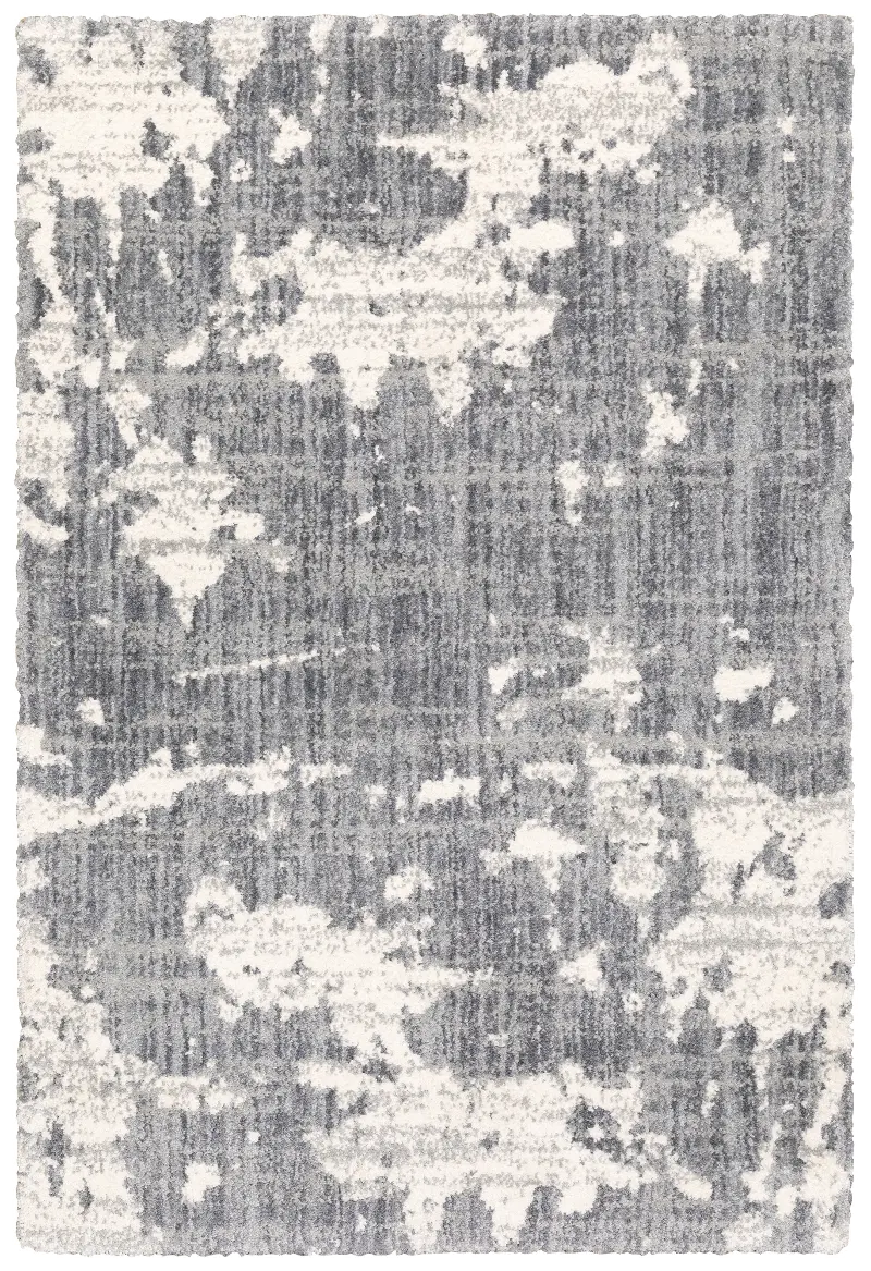 Aspen 8 x 10 Abstract Gray and Ivory Shag Rug