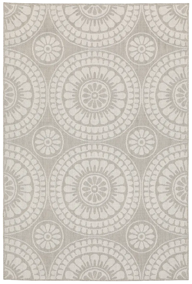 Portofino 5 x 8 Medium Gray and Ivory Indoor-Outdoor Rug