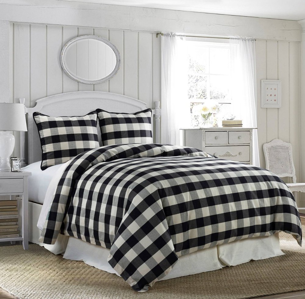 Black and White Buffalo Check Camille Super Queen Comforter Set