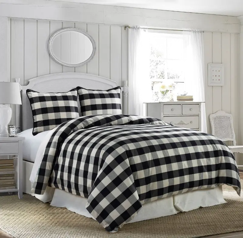 Black and White Buffalo Check Camille Super Queen Comforter Set
