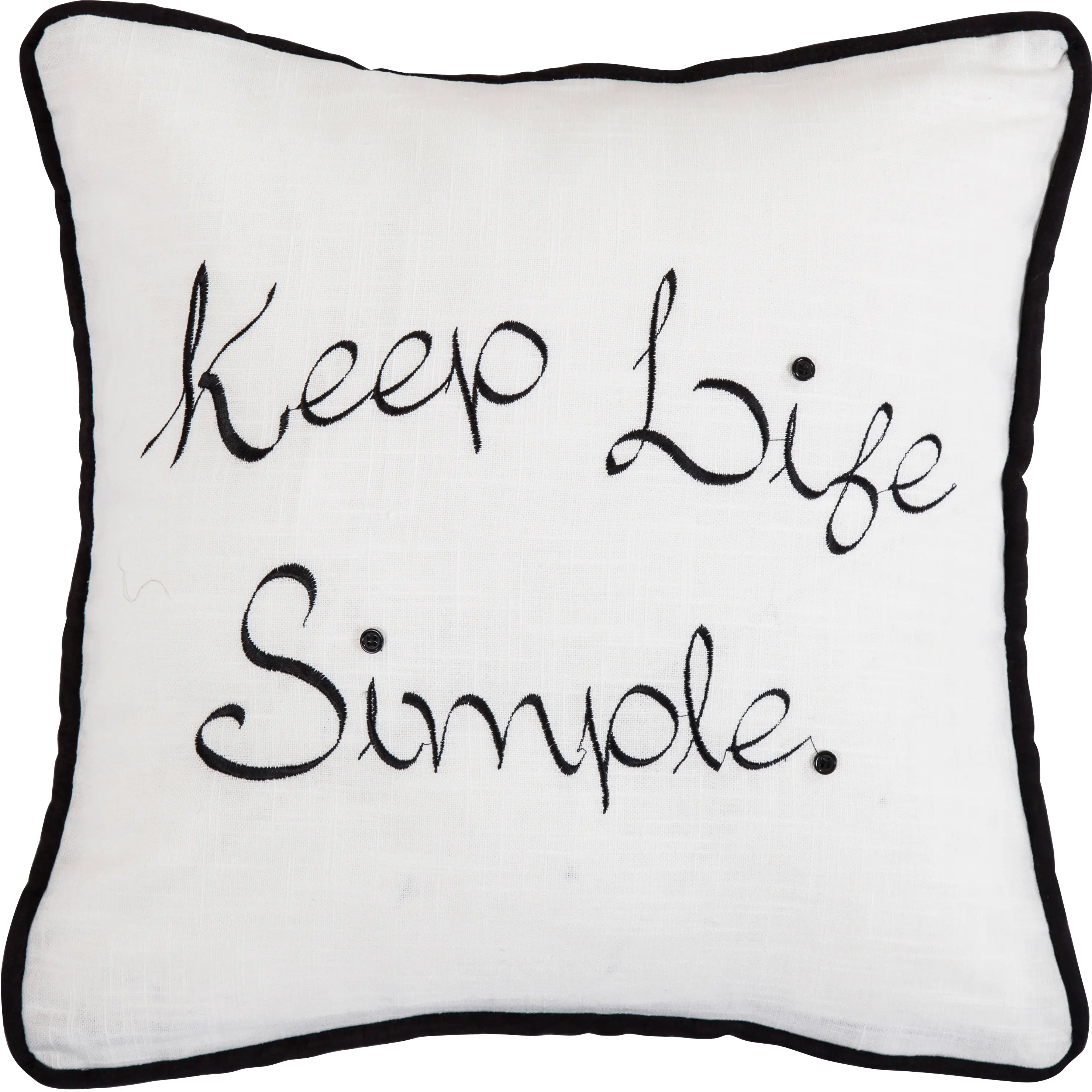 Black and White Keep Life Simple Embroidered Throw Pillow-1