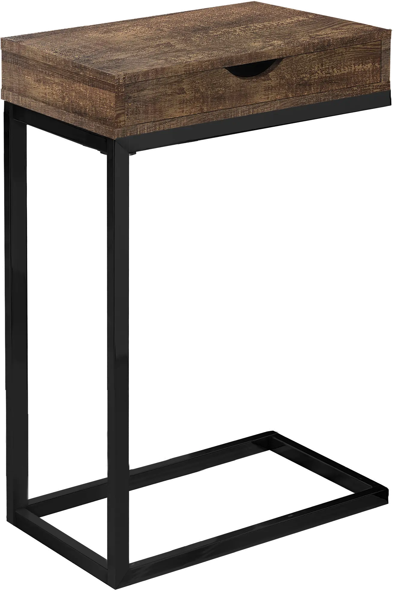 Contemporary Brown Chairside C-Table with Drawer-1