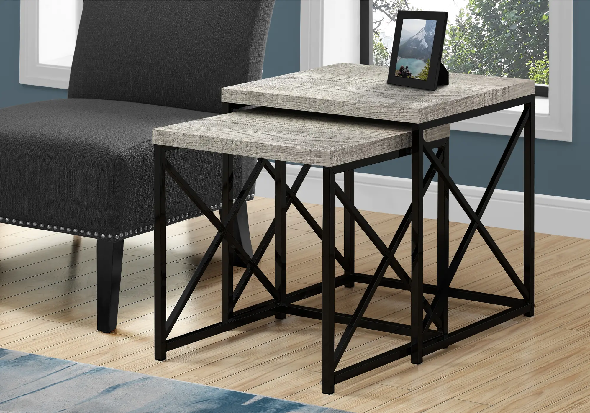 Gray Nesting Tables with Black Legs - Set of 2-2