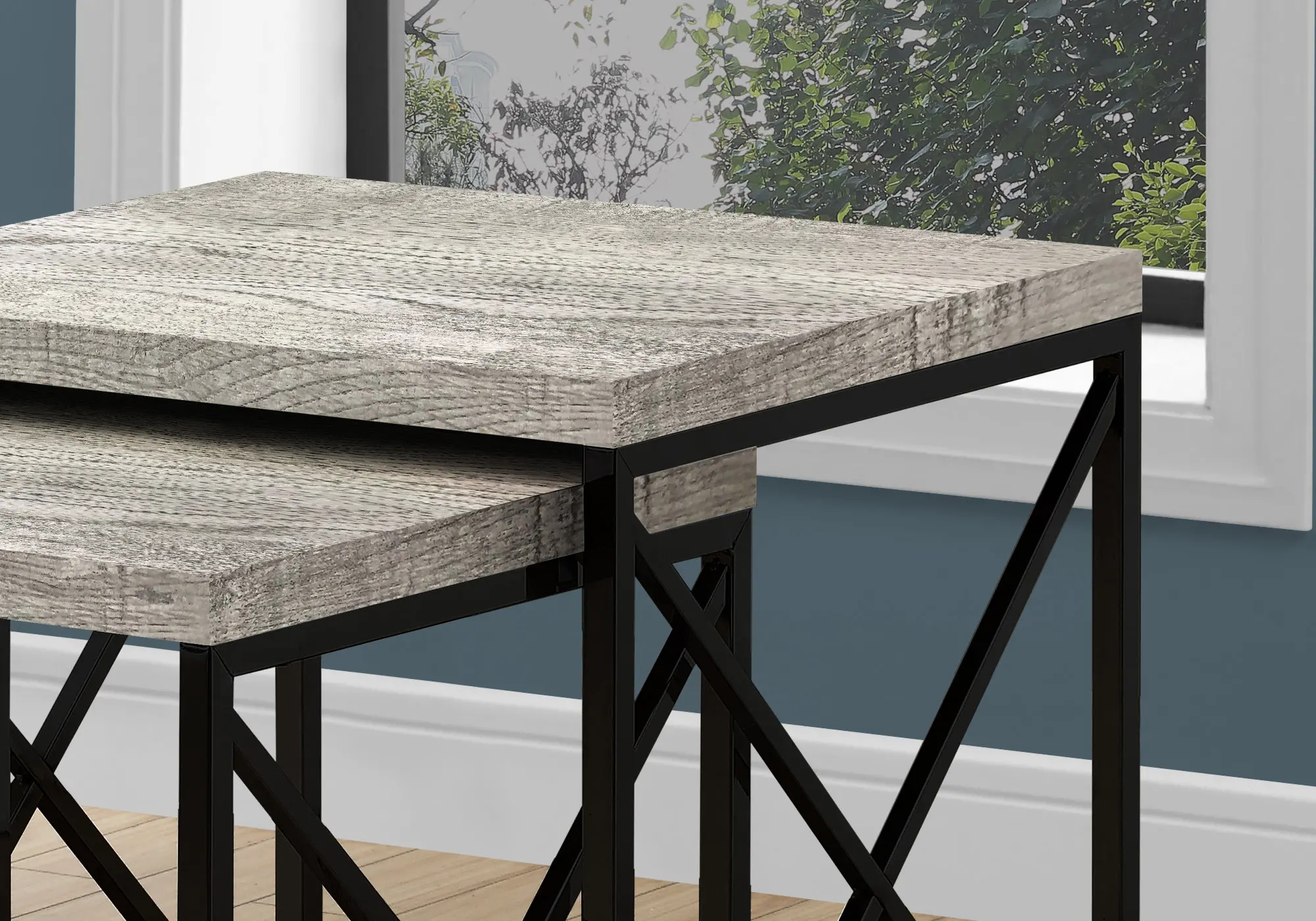 Gray Nesting Tables with Black Legs - Set of 2-3