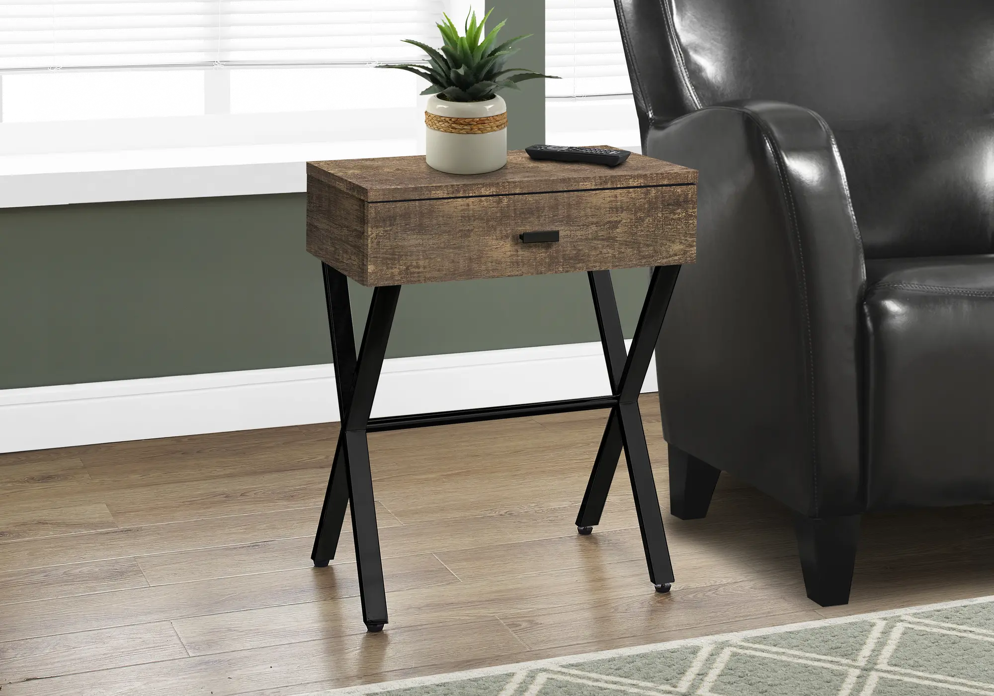 Brown Accent Table with Drawer-2